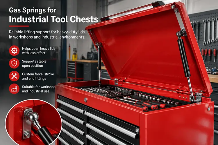 gas springs for Industrial Tool Chests and Workshop Storage